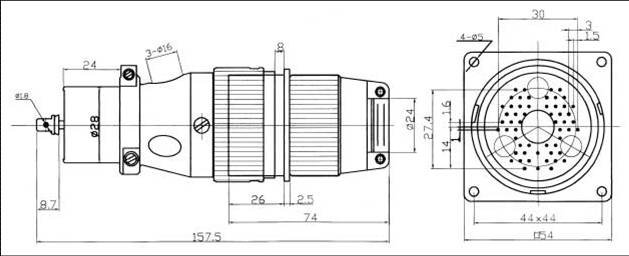 YF9 Waterproof Separation Electrical Connector  series Connectors Product Outline Dimensions