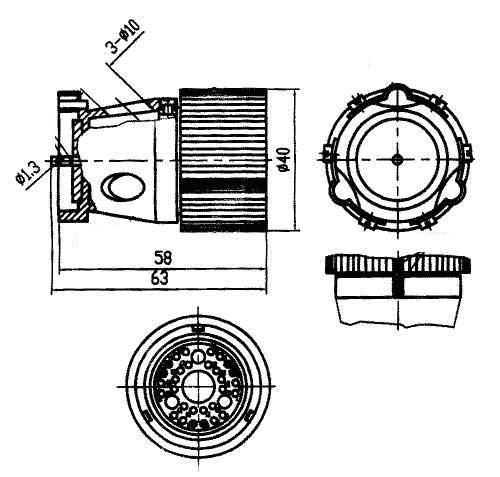 YF13 Circular Separation Electrical Connector series Connectors Product Outline Dimensions