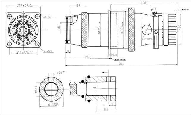 YSF1 Underwater Separation Electrical Connector series Connectors Product Outline Dimensions