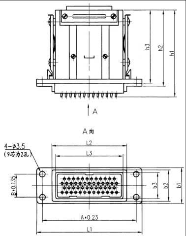 J7 Rectangular Electrical Connector series Connectors Product Outline Dimensions