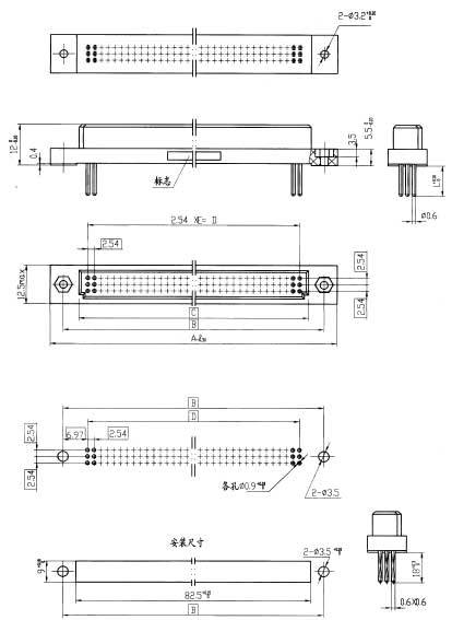 JQ9 Miniature Rectangular Electrical Connecto seies Connectors Product Outline Dimensions