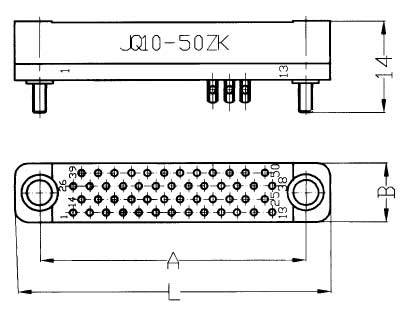 JQ10 Miniature Rectangular Electrical Connector series Connectors Product Outline Dimensions