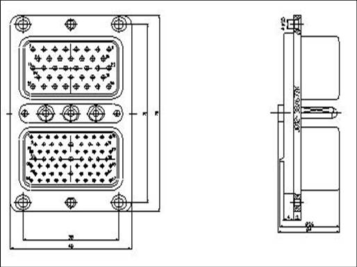 JQ12 Rectangular Electrical Connector series Connectors Product Outline Dimensions