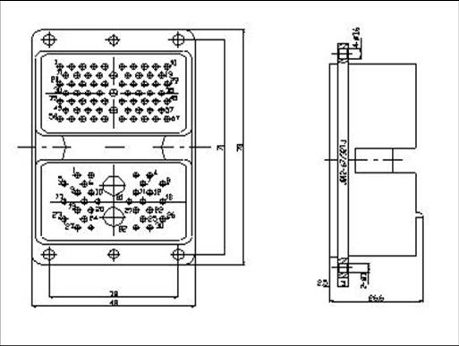 JQ12 Rectangular Electrical Connector series Connectors Product Outline Dimensions