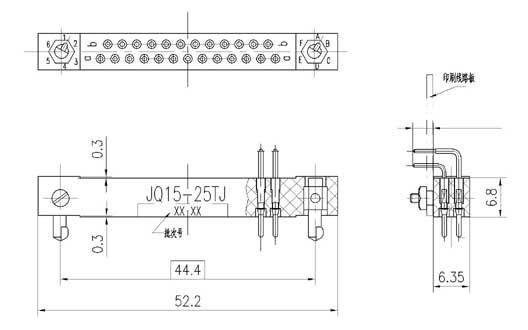 JQ15 Rectangular Electrical Connector series Connectors Product Outline Dimensions