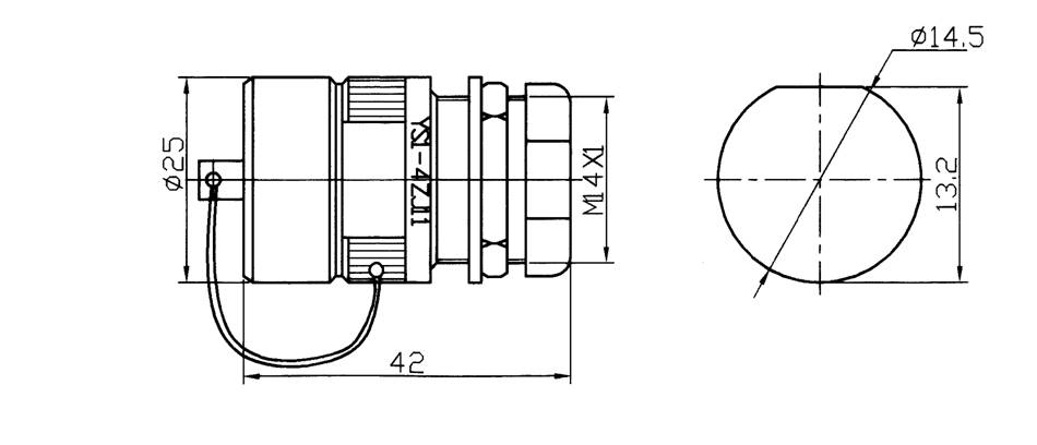 YS1 series underwater circular  series Connectors Product Outline Dimensions