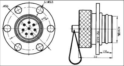 YS2 series underwater circular  series Connectors Product Outline Dimensions