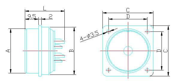 Y16 series sealed electrical connector series Connectors Product Outline Dimensions