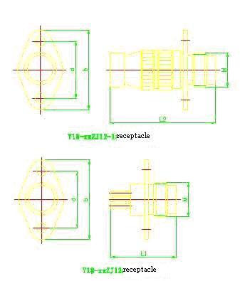 Y18 series sealed electrical connector series Connectors Product Outline Dimensions