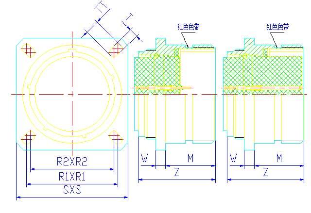 Y38 series circular electrical connector series Connectors Product Outline Dimensions