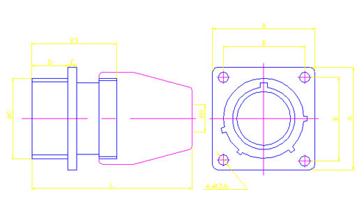 YQ2 series English electrical connector series Connectors Product Outline Dimensions