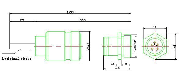 YQ15 series bayonet locked  series Connectors Product Outline Dimensions