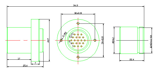 YQ16 series bayonet circular series Connectors Product Outline Dimensions