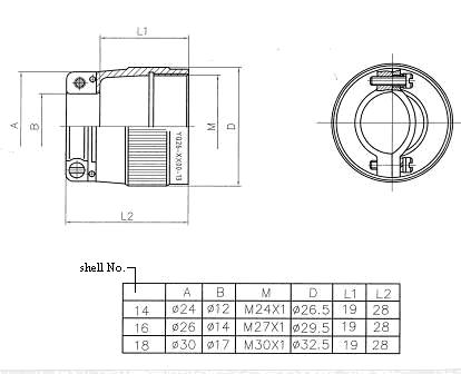 YQ26 series sealed electrical connector series Connectors Product Outline Dimensions