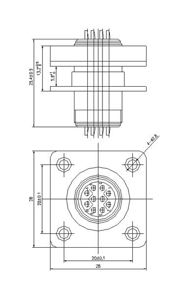 YQ23 series bayonet circular series Connectors Product Outline Dimensions