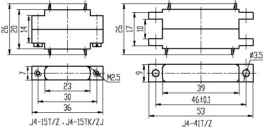Series J4,Rectangular, Electrical Connector series Connectors Product Outline Dimensions