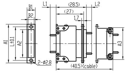 J14F Rectangular Electrical Connector series Connectors Product Outline Dimensions