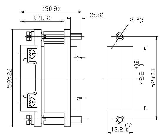 J36C Rectangular Electrical Connector series Connectors Product Outline Dimensions