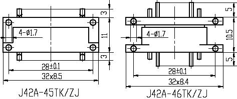 Series J42A,Rectangular, Electrical Connector series Connectors Product Outline Dimensions