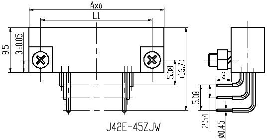 Series J42E,Rectangular, Electrical Connector series Connectors Product Outline Dimensions