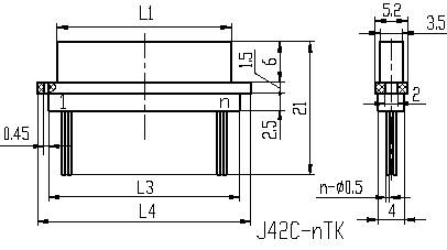 Series J42C,Micro-Rectangular, Electrical Connector series Connectors Product Outline Dimensions