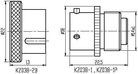 Series KZ038,Circular, Electrical Connector series Connectors Product Outline Dimensions